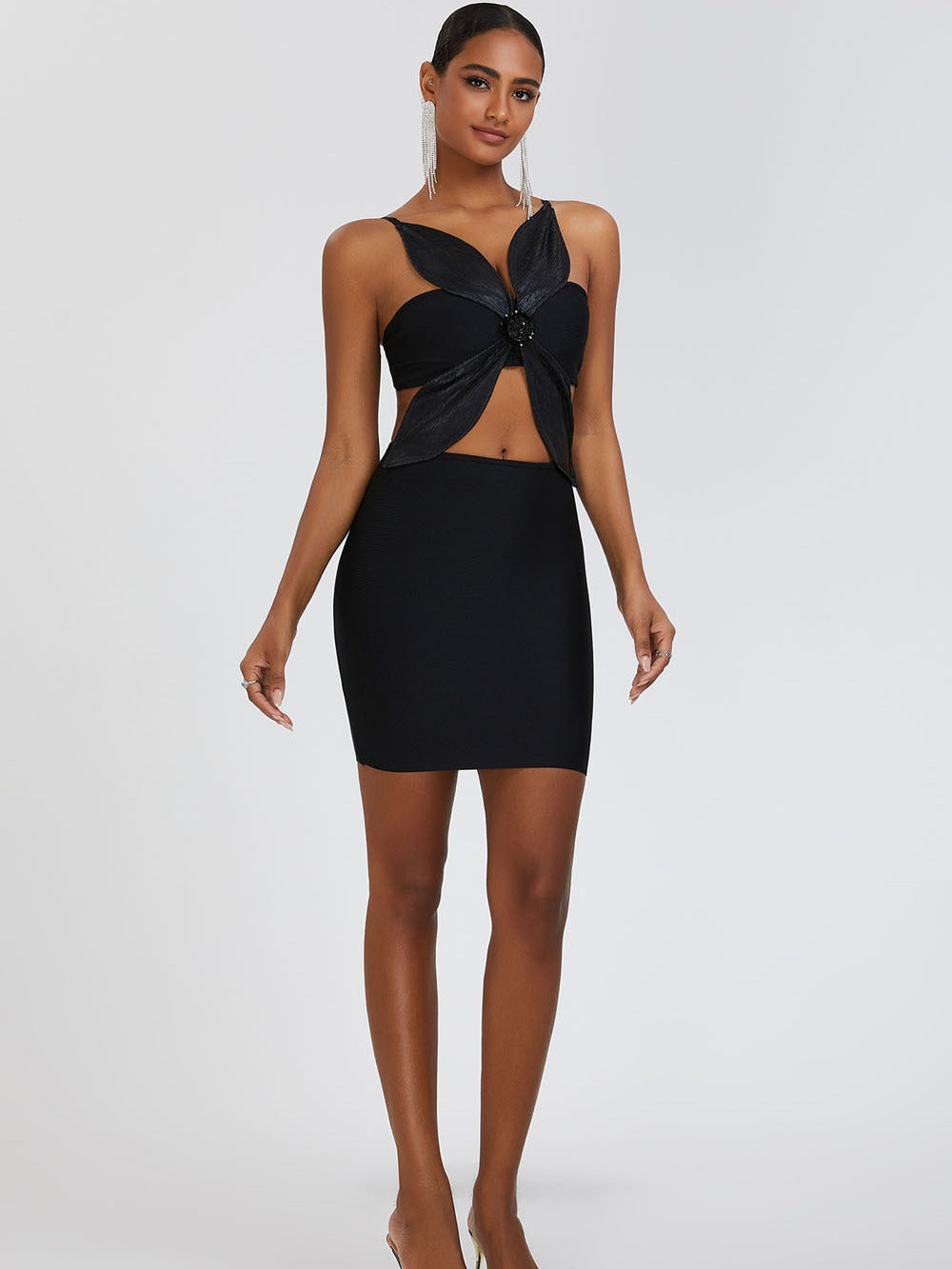 Qi Bow Detail Cut-Out Mini Dress
