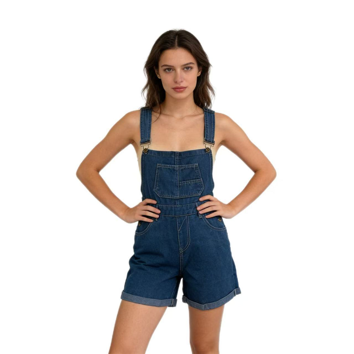 Macie Cotton Denim Short Overalls