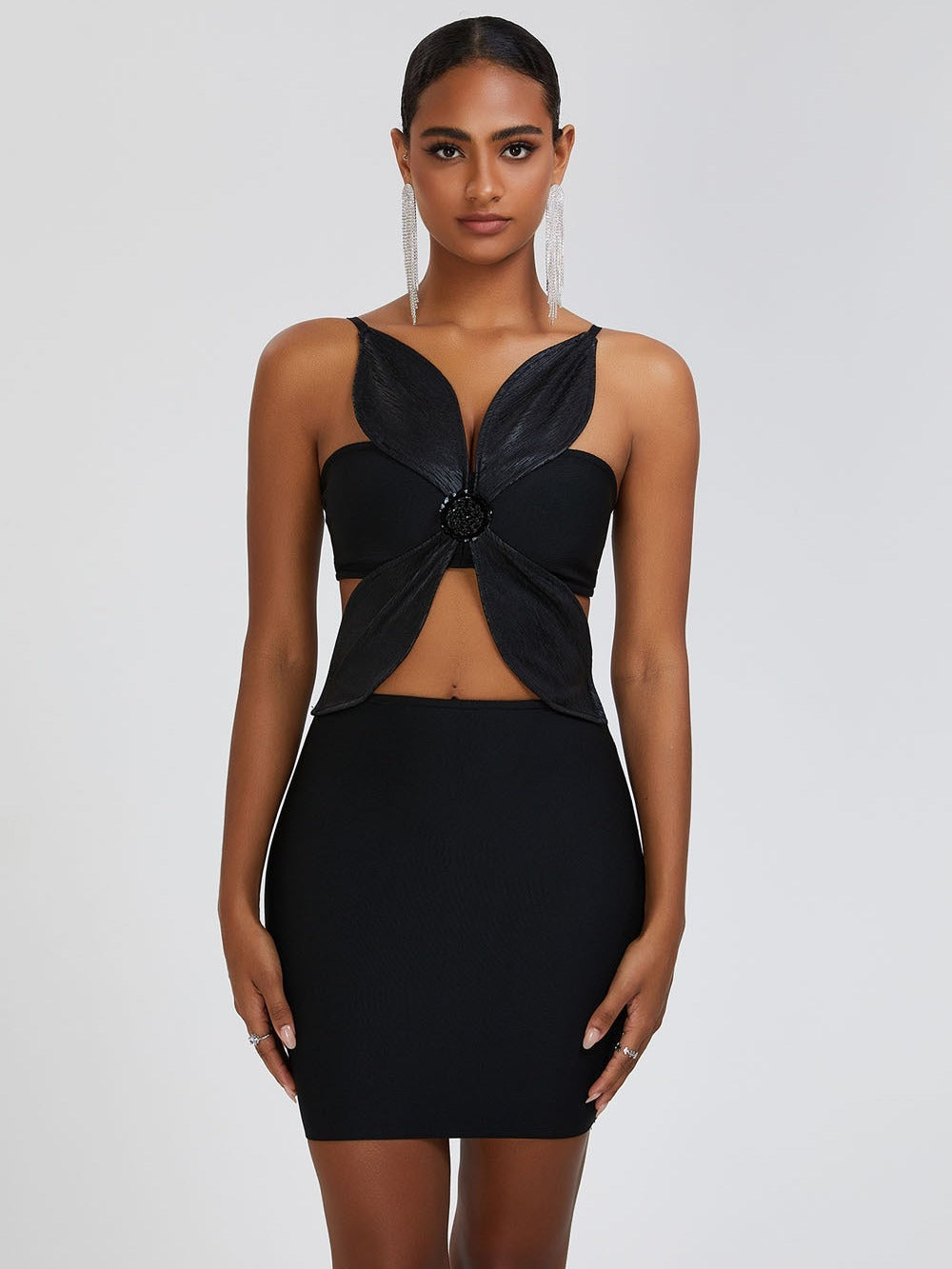 Qi Bow Detail Cut-Out Mini Dress