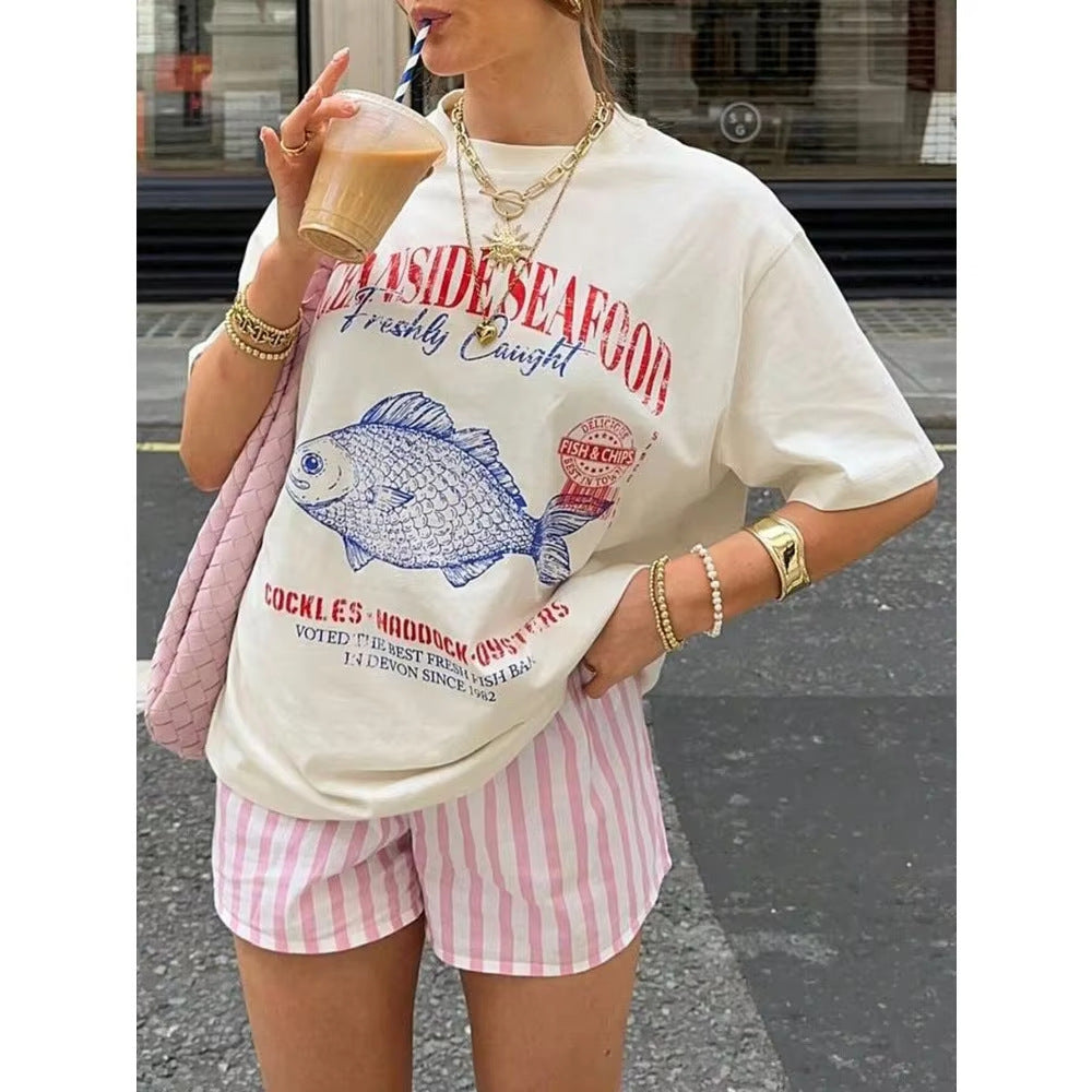 Ashleigh Cotton Fish Graphic T-Shirt