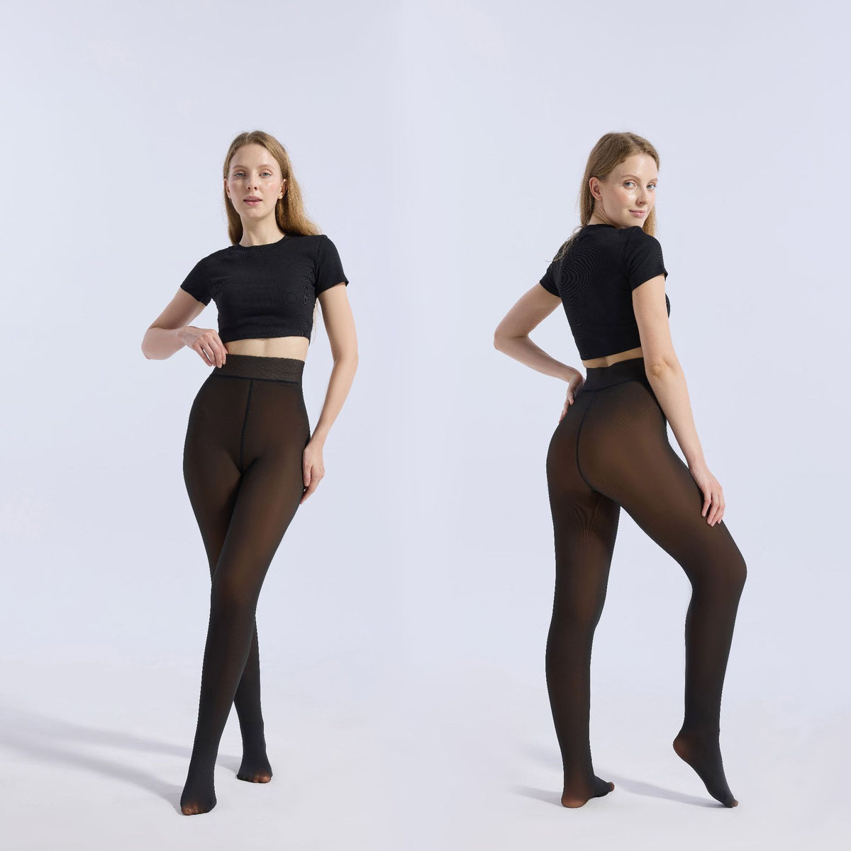 Women's jumpsuit black translucent pantyhose tight fitting and hip lifting one-piece pants