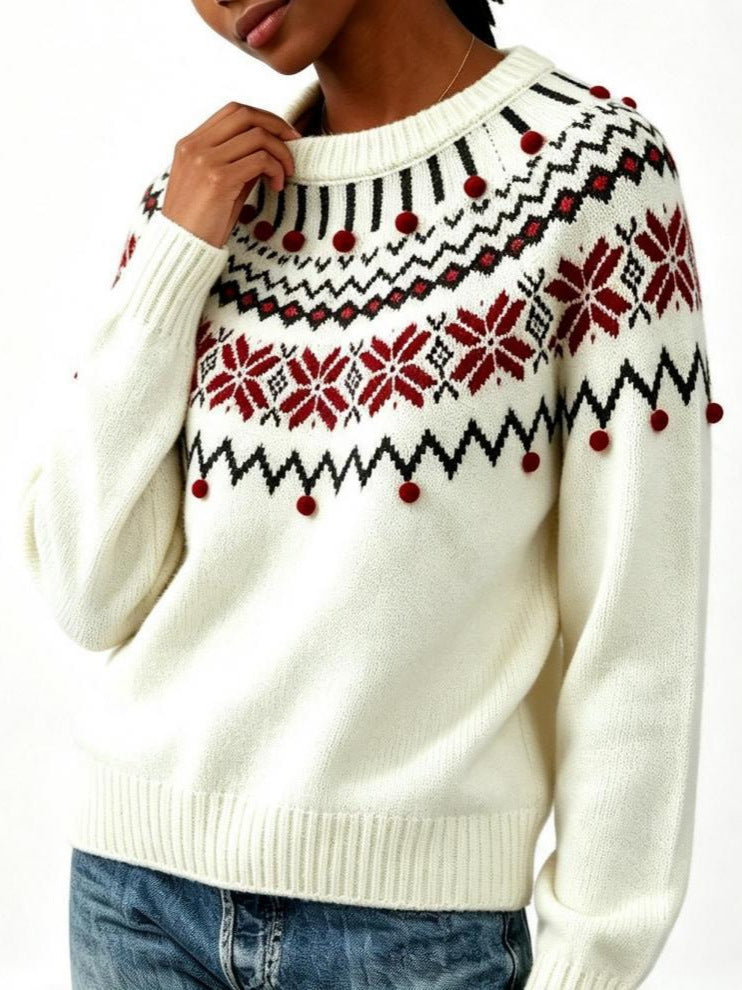 Claire Snowflake Bobble Knit Sweater