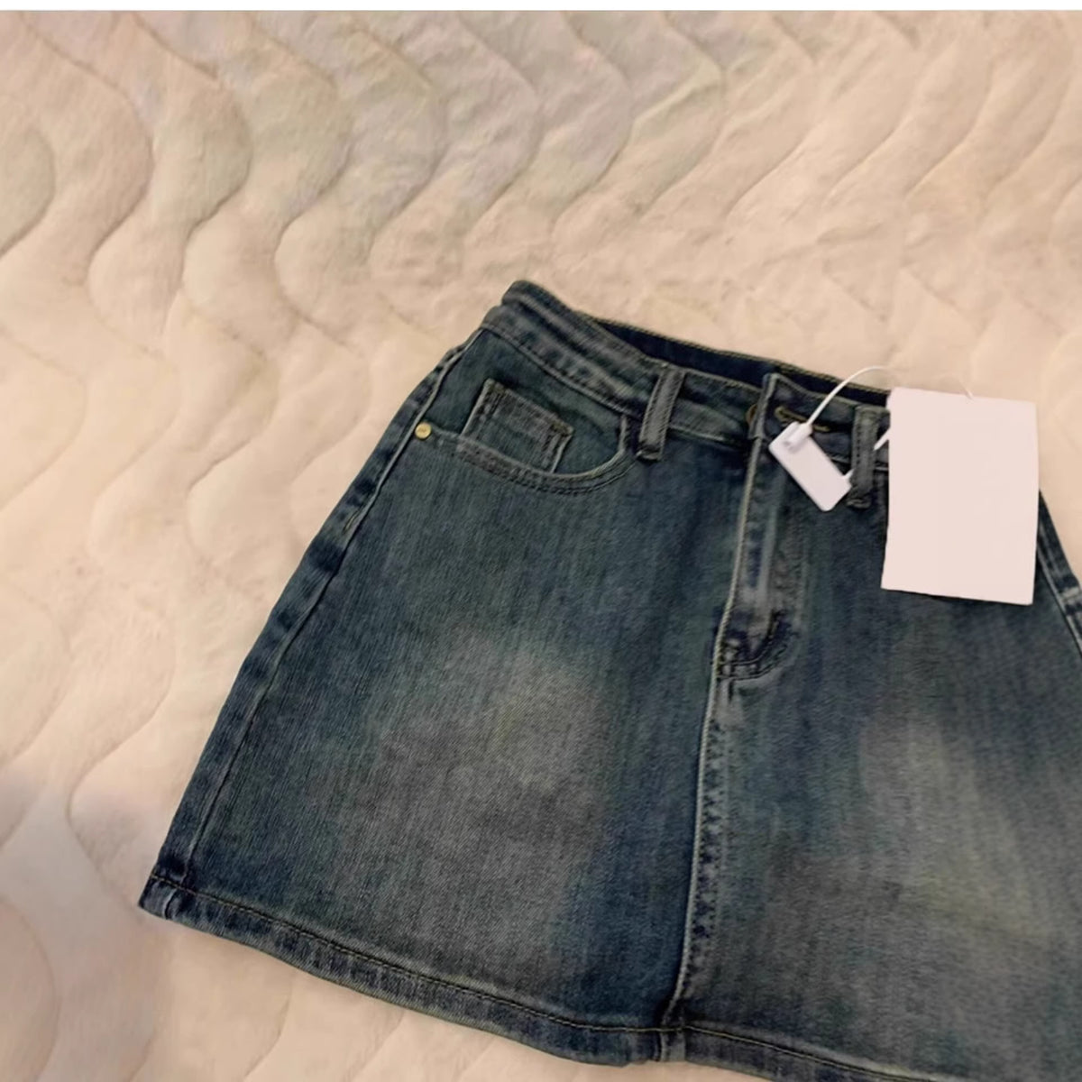 A-Line Denim Mini Skirt