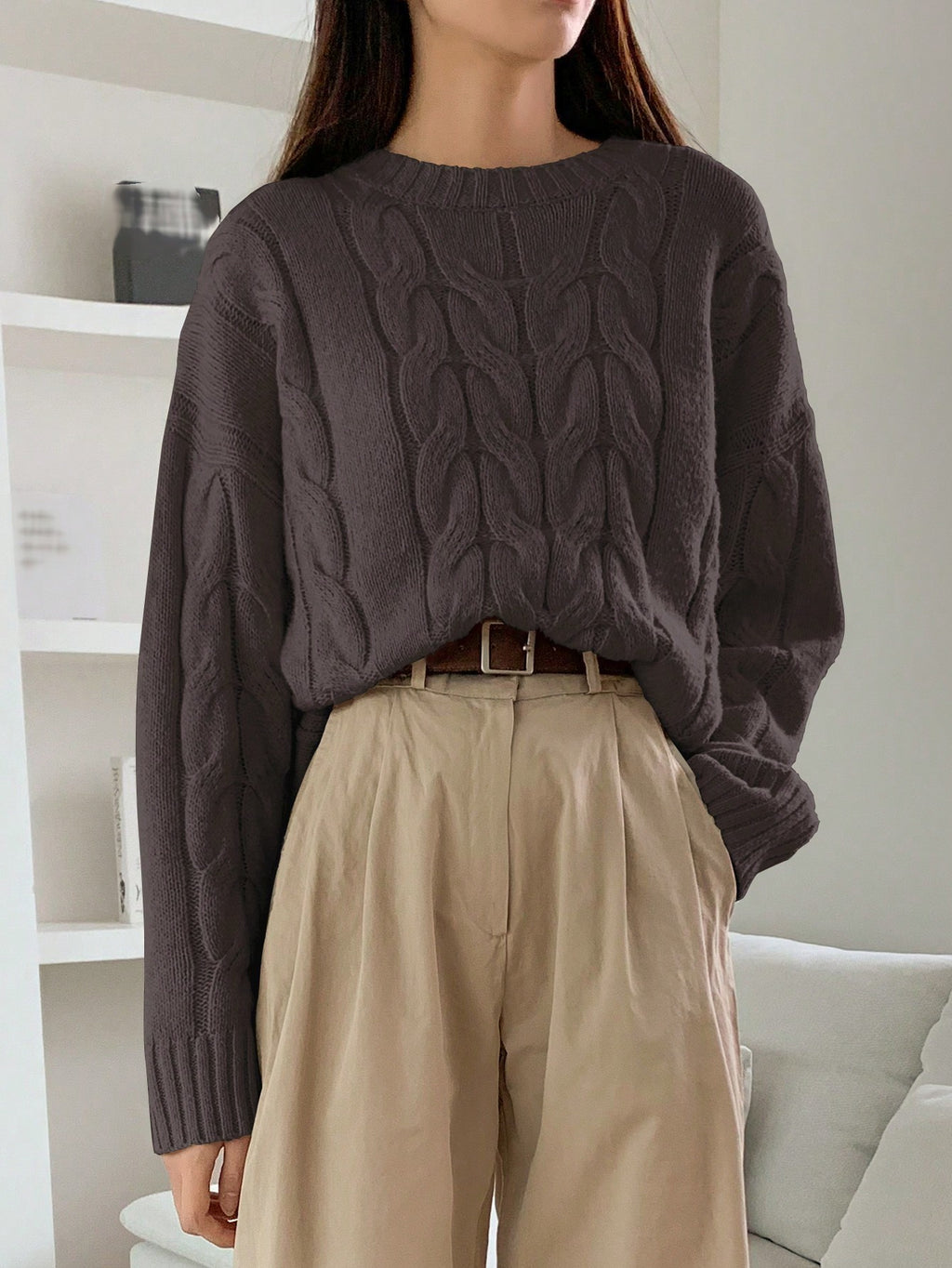 Demetria Relaxed Cable-Knit Sweater