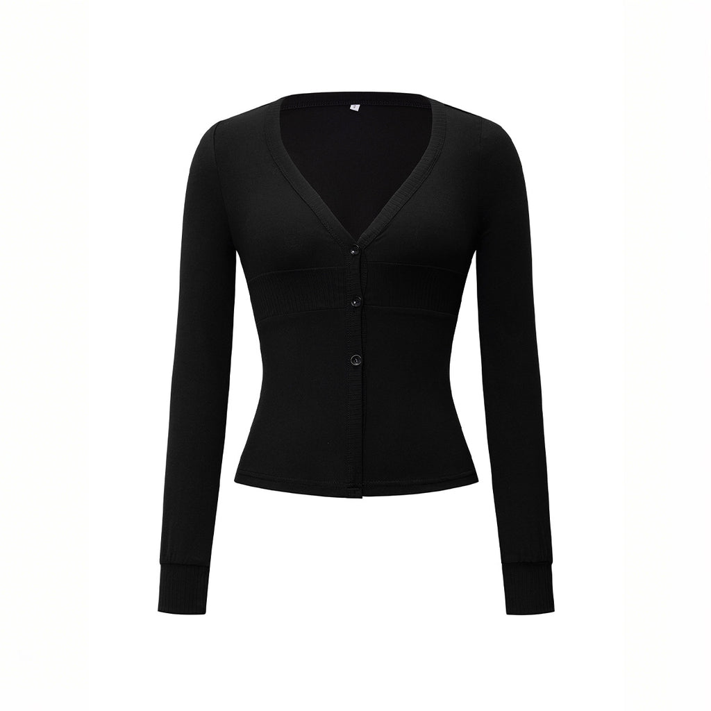 Courtney Fitted V-Neck Button-Up Cardigan