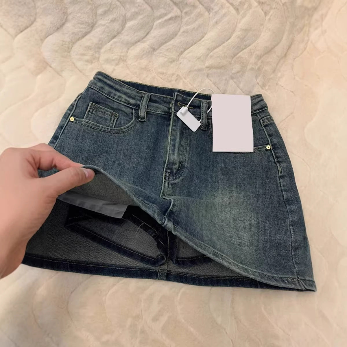 A-Line Denim Mini Skirt