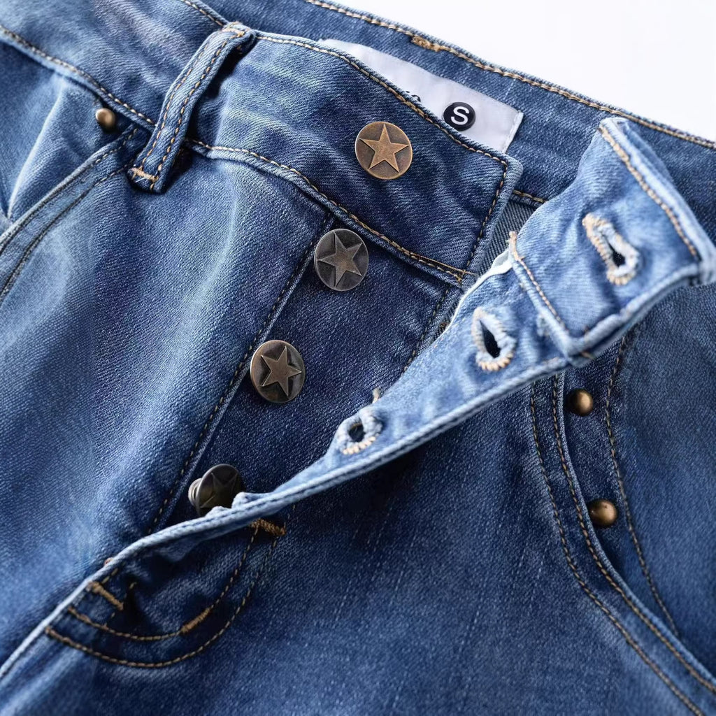Eleanor Mid-Rise Button-Fly Jeans