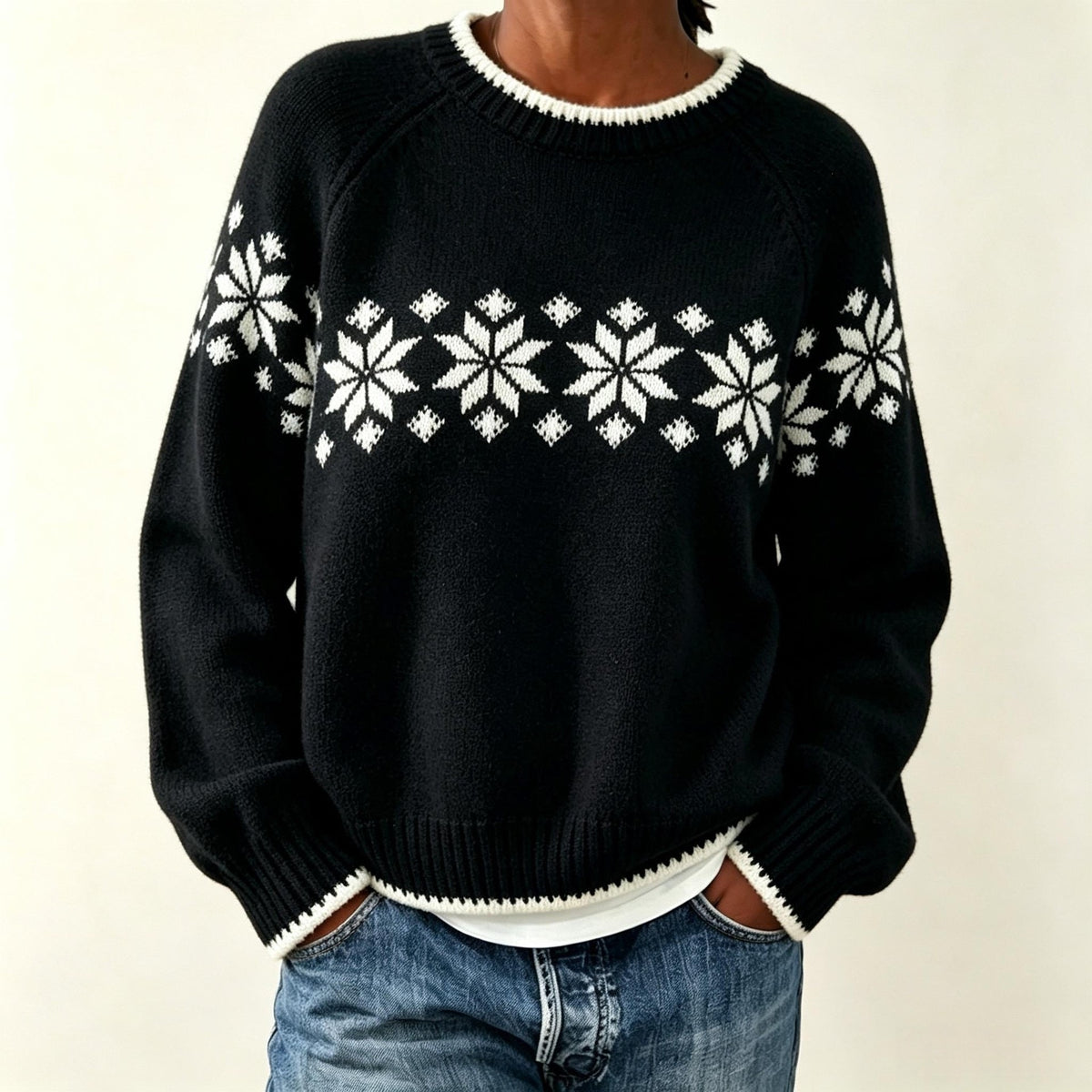 Willa Snowflake Crew-Neck Knit Sweater