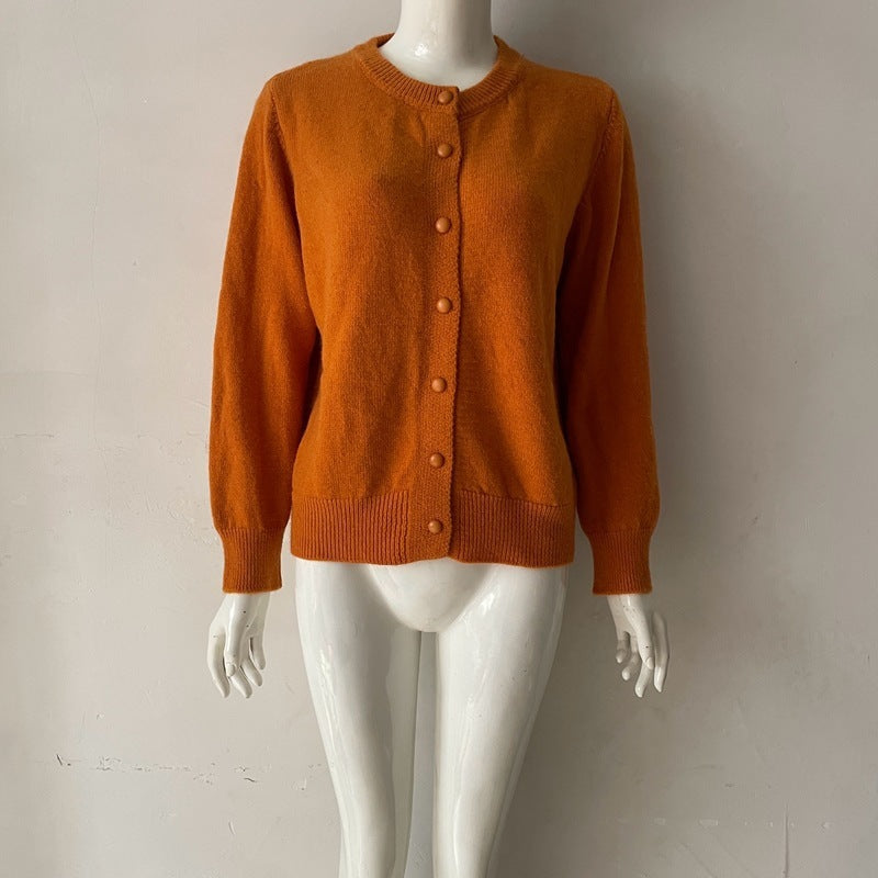 Vienna Wool Round-Neck Button-Up Cardigan