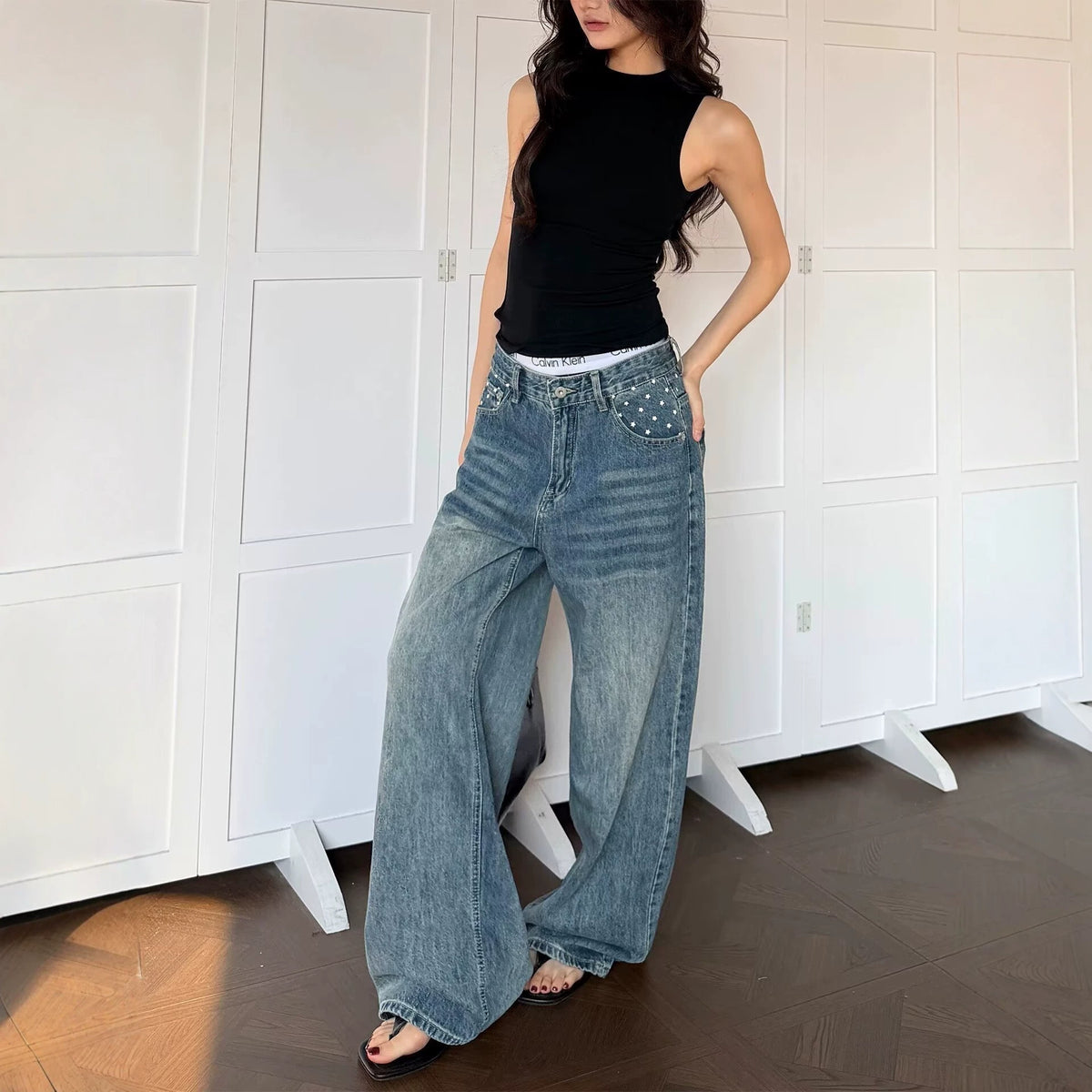 Emily Mid-Rise Wide-Leg Jeans