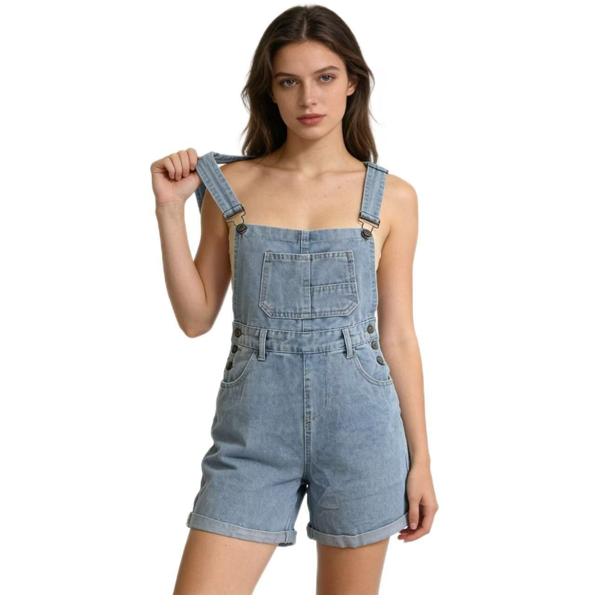 Macie Cotton Denim Short Overalls