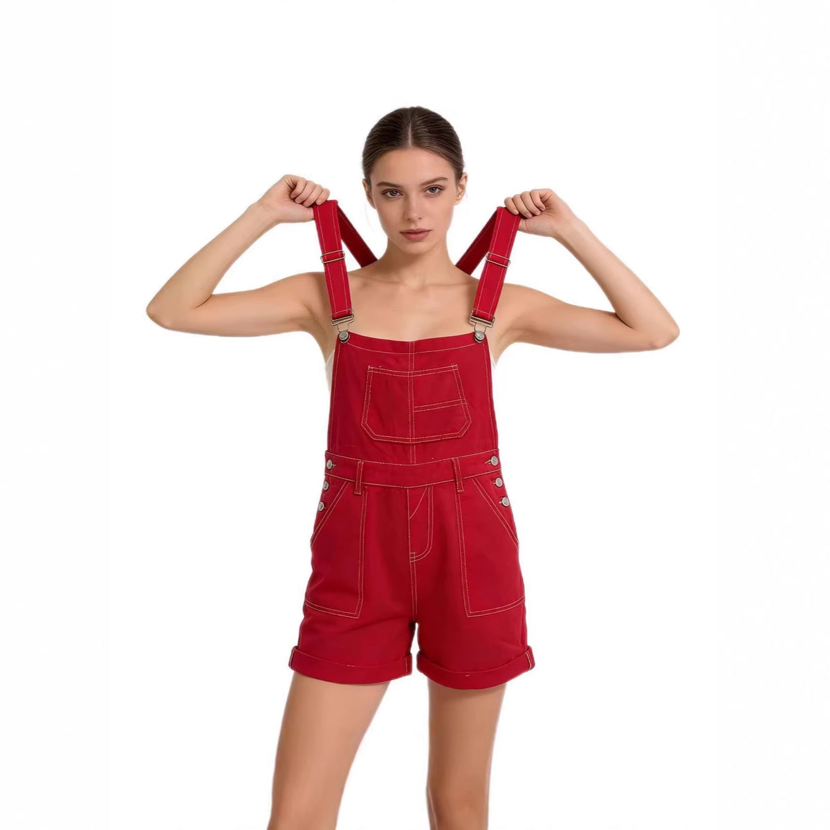 Macie Cotton Denim Short Overalls