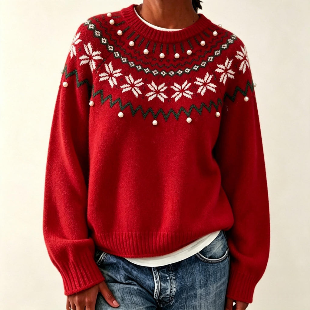 Claire Snowflake Bobble Knit Sweater