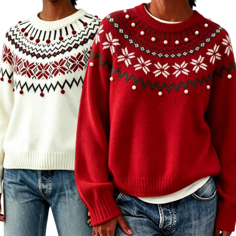 Claire Snowflake Bobble Knit Sweater