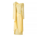 Becca Asymmetric Draped Long Sleeve Maxi Dress