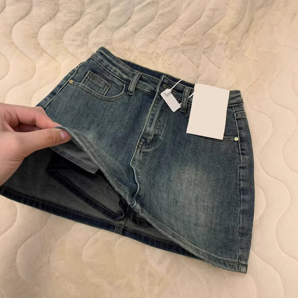 A-Line Denim Mini Skirt