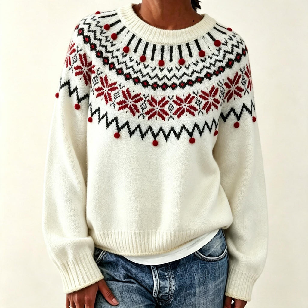 Claire Snowflake Bobble Knit Sweater