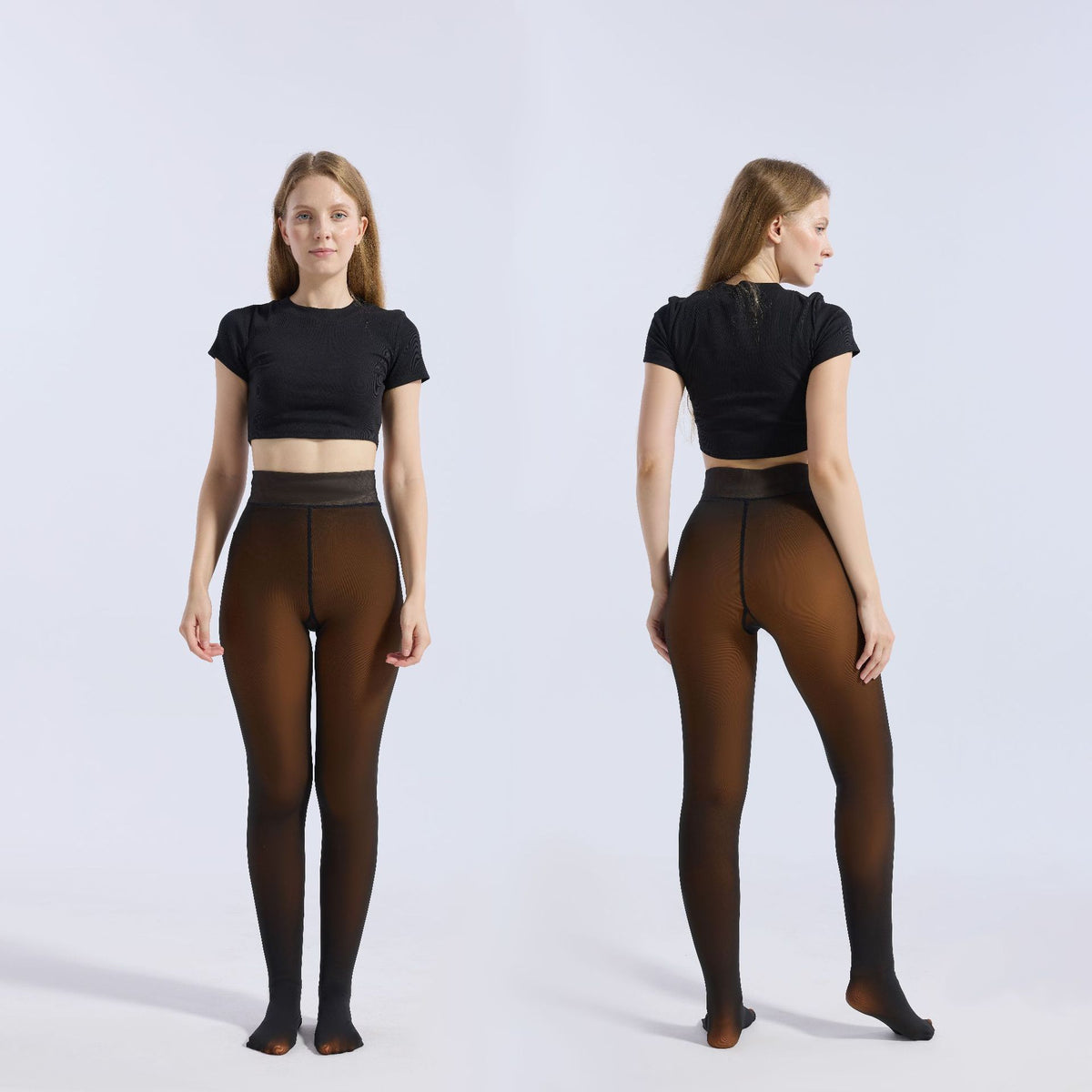 Women's jumpsuit black translucent pantyhose tight fitting and hip lifting one-piece pants