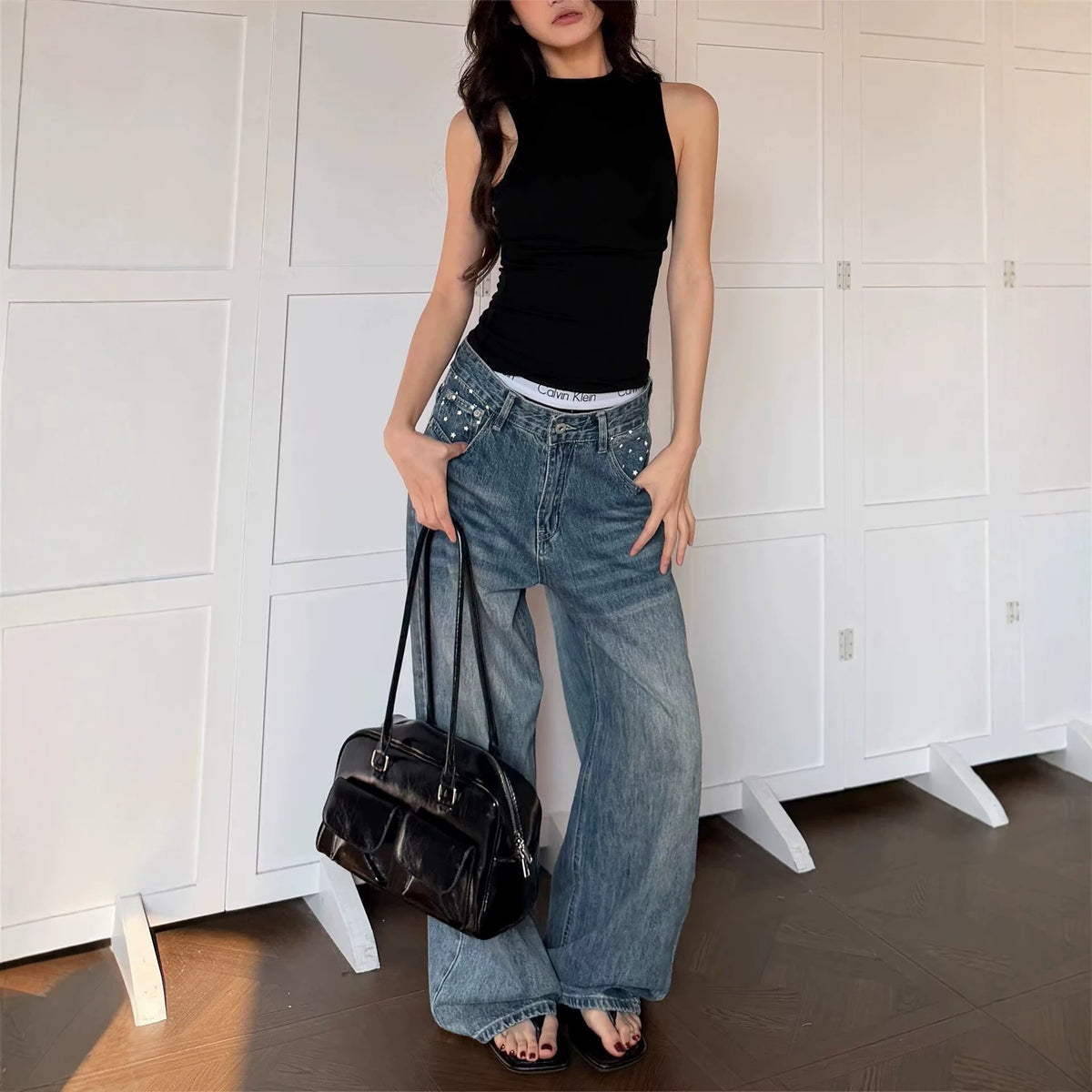 Emily Mid-Rise Wide-Leg Jeans