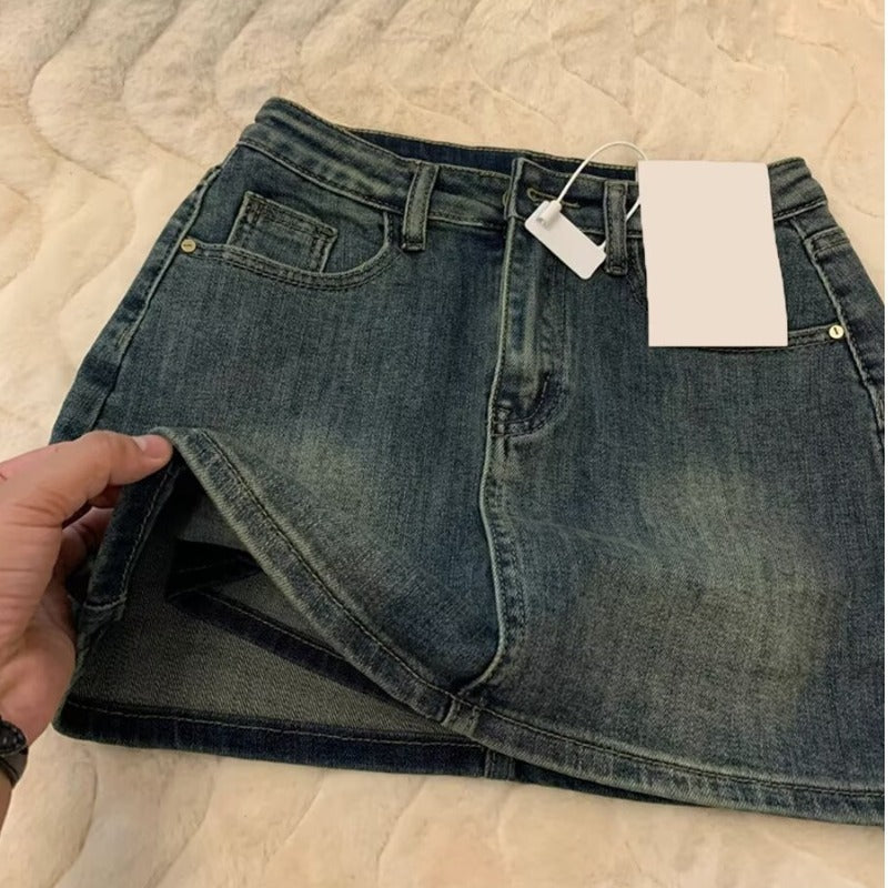 A-Line Denim Mini Skirt