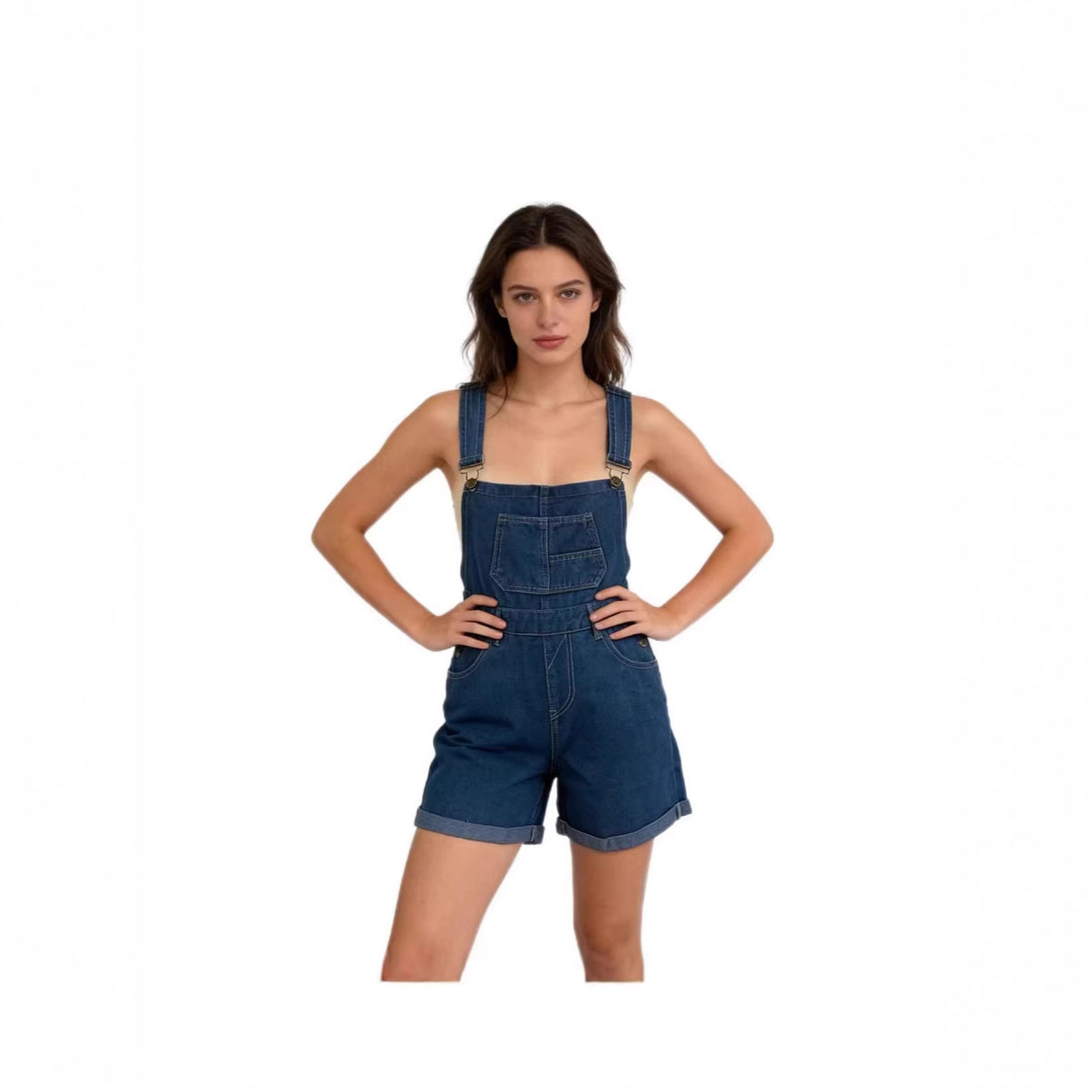 Macie Cotton Denim Short Overalls